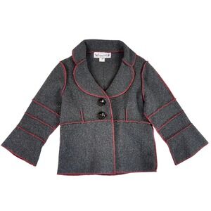 Beebop & Wally Gray Button Front Whimsical Jacket Size M Artsy Cottagecore Twee